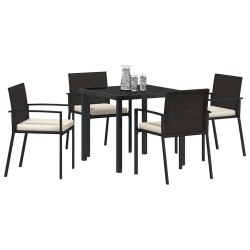 Ensemble de jardin 5 pièces Noir Poly Rattan 