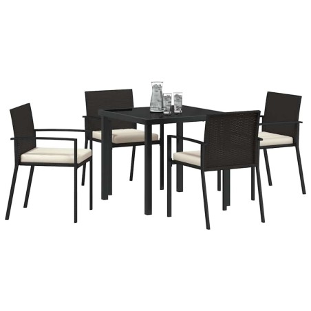 Ensemble de jardin 5 pièces Noir Poly Rattan 