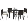 Ensemble de jardin 5 pièces Noir Poly Rattan 