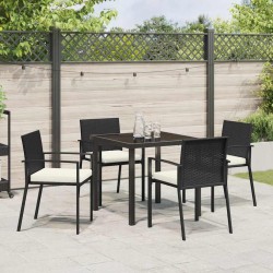 Ensemble de jardin 5 pièces Noir Poly Rattan 