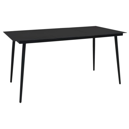 Table à dîner de jardin Noir 190x90x74 cm Acier et verre 
