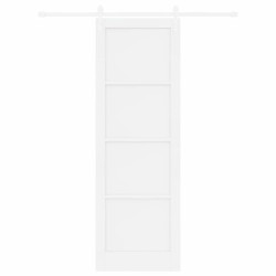 Porte Coulissante avec Kit de Matériel Blanche 78x232 cm Bois Massif Pin 