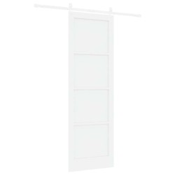 Porte Coulissante avec Kit de Matériel Blanche 78x232 cm Bois Massif Pin 