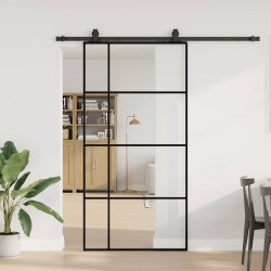 Porte coulissante kit de quincaillerie noir 102,5x205 cm 