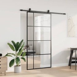 Porte coulissante kit de quincaillerie noir 102,5x205 cm 