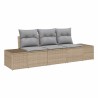 Ensemble de Canapés de Jardin 3 Pièces avec Coussins Beige Rotin Poly 