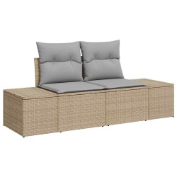 Ensemble de Canapés de Jardin 3 Pièces avec Coussins Beige Rotin Poly 