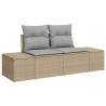 Ensemble de Canapés de Jardin 3 Pièces avec Coussins Beige Rotin Poly 