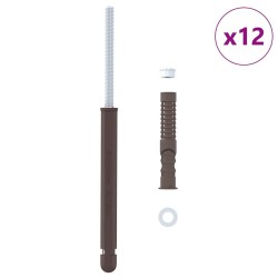 Supports de étagère flottante 12 pcs Marron Ø12 x 190 mm Acier 