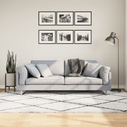 Tapis shaggy à poils longs moderne crème et noir 160x230 cm 