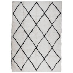 Tapis shaggy à poils longs moderne crème et noir 160x230 cm 