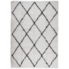 Tapis shaggy à poils longs moderne crème et noir 160x230 cm 