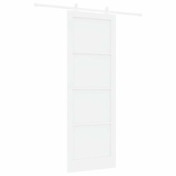 Porte Coulissante avec Ensemble de Matériel Blanche 83x232 cm Bois Massif Pin 