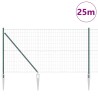 Clôture Euro avec 13 poteaux en pointe, 1,2 x 25 m, en acier galvanisé vert 