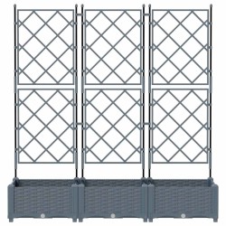 Planteur de Jardin avec Treillis 3 pcs Gris Clair 120x40x125,5 cm 
