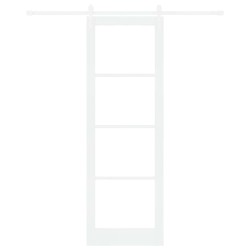 Porte coulissante avec kit de quincaillerie 'ORKDAL'Bois massif blanc et verre 