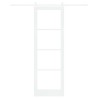Porte coulissante avec kit de quincaillerie 'ORKDAL'Bois massif blanc et verre 