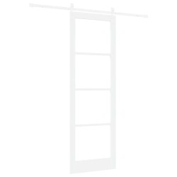 Porte coulissante avec kit de quincaillerie 'ORKDAL'Bois massif blanc et verre 