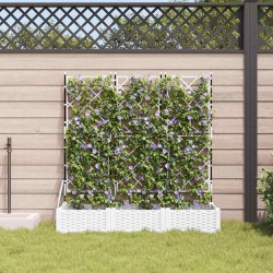 Jardinière avec treillis 3 pcs Blanc 120x40x125.5 cm 