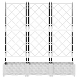 Jardinière avec treillis 3 pcs Blanc 120x40x125.5 cm 