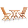 Ensemble de bistro 3pcs avec coussins crème Bois de teck massif 