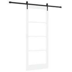Porte coulissante avec matériel blanc 86x211 cm en pin massif 