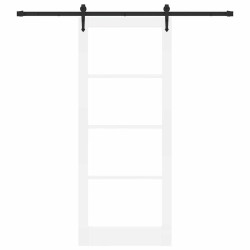 Porte coulissante avec matériel blanc 86x211 cm en pin massif 