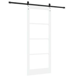 Porte coulissante avec matériel blanc 86x211 cm en pin massif 