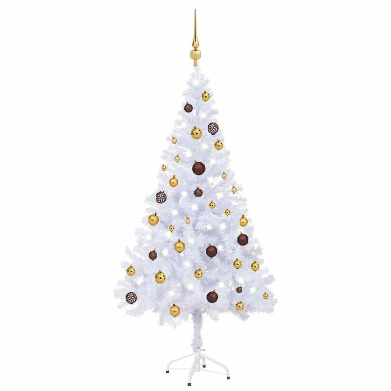 Arbre de Noël artificiel pré-éclairé/boules 150 cm 380 branches 