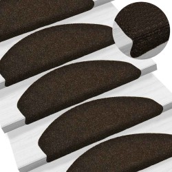 Tapis d'escalier autocollants 20 pièces 65 x 21 x 4 cm Marron foncé Demi-rond Grand 