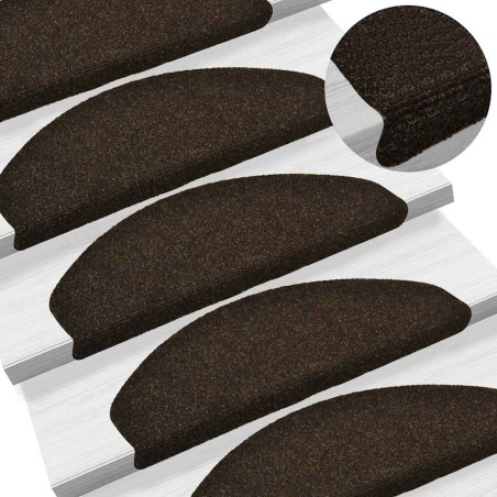 Tapis d'escalier autocollants 20 pièces 65 x 21 x 4 cm Marron foncé Demi-rond Grand 