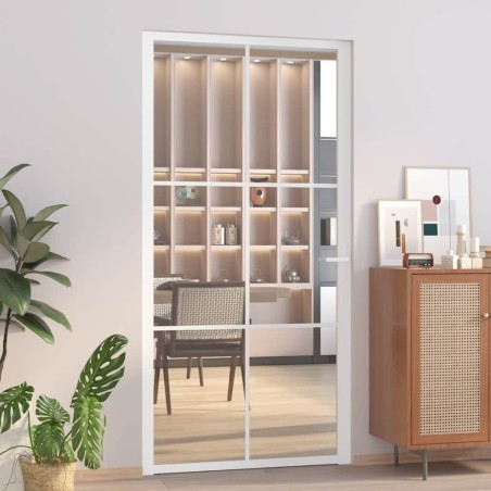 Porte intérieure 102,5x201,5 cm Blanc Verre ESG et aluminium 