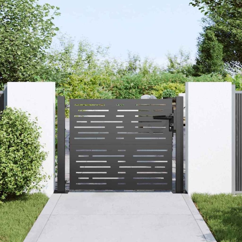 Porte de Jardin Noir 105 x 100 cm Acier peint par poudre 