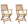 Chaises pliables de jardin lot de 2 avec coussins Bois d'acacia 