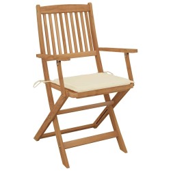 Chaises pliables de jardin lot de 2 avec coussins Bois d'acacia 