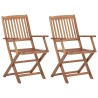 Chaises pliables de jardin lot de 2 avec coussins Bois d'acacia 