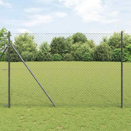 Jeu de Poteaux de Clôture Gris 1.6 x 10 m Acier galvanisé 