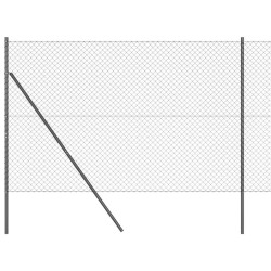 Jeu de Poteaux de Clôture Gris 1.6 x 10 m Acier galvanisé 