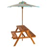Table à pique-nique et parasol enfants 79x90x60cm Acacia solide 