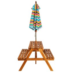 Table à pique-nique et parasol enfants 79x90x60cm Acacia solide 