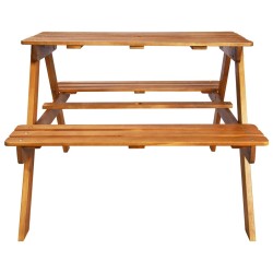 Table à pique-nique et parasol enfants 79x90x60cm Acacia solide 