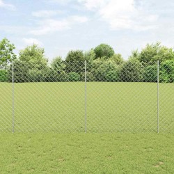 Clôture en Maillon avec 20 Pieux U Argent 1.5x10 m Acier 