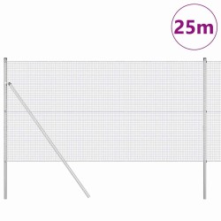 Clôture en fil soudé avec 13 poteaux 1x25 m en acier galvanisé 