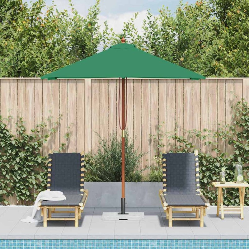 Parasol d'extérieur avec mât en bois 150x200 cm vert Parasol d'extérieur avec mât en bois 150x200 cm vert