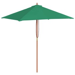 Parasol d'extérieur avec mât en bois 150x200 cm vert 
