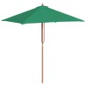 Parasol d'extérieur avec mât en bois 150x200 cm vert 