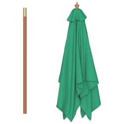 Parasol d'extérieur avec mât en bois 150x200 cm vert 