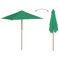Parasol d'extérieur avec mât en bois 150x200 cm vert 