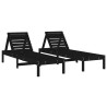 Chaises longues lot de 2 noir 199,5x60x74 cm bois massif de pin 