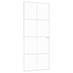 Porte d'intérieur Blanc 83x201,5 cm Trempé verre aluminium fin 